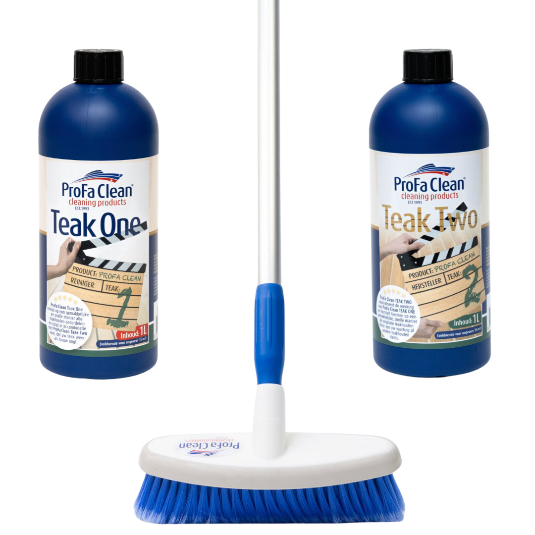 ProFa Clean Teakpakket One Two met Bezemborstel